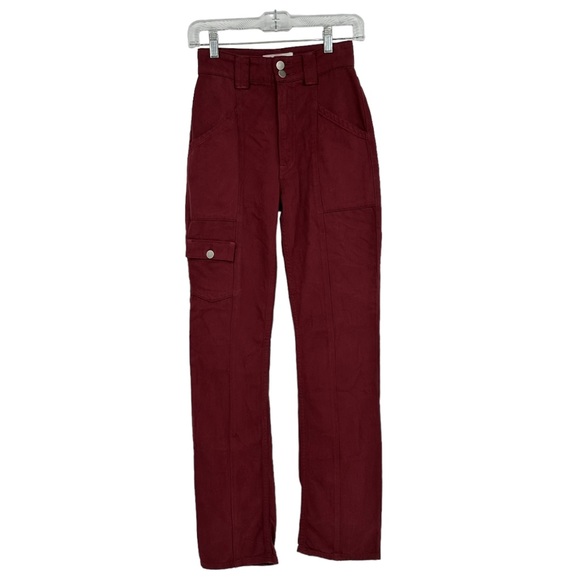 Reformation Kiley Cargo Pants in Merlot Burgundy Size 23 - Picture 2 of 7